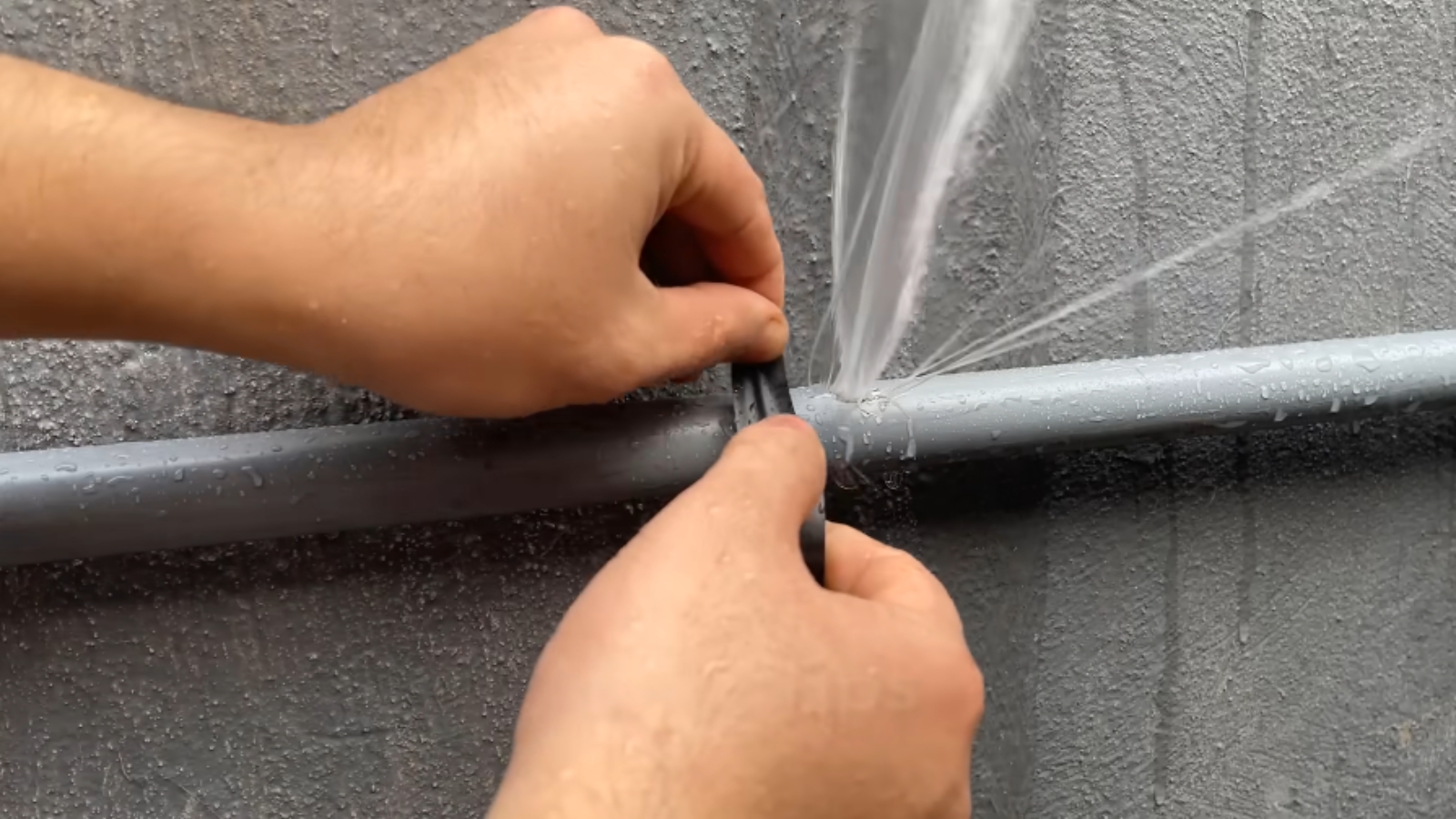 Emergency pipe repair in progress