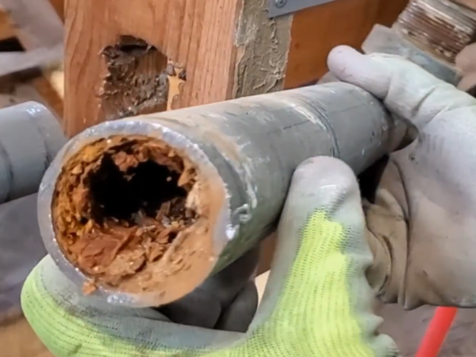 Old galvanized pipe before replacement