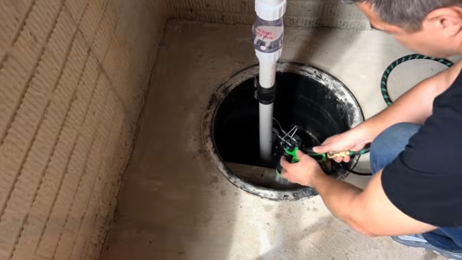 Sump pump installed in a residential sump pit