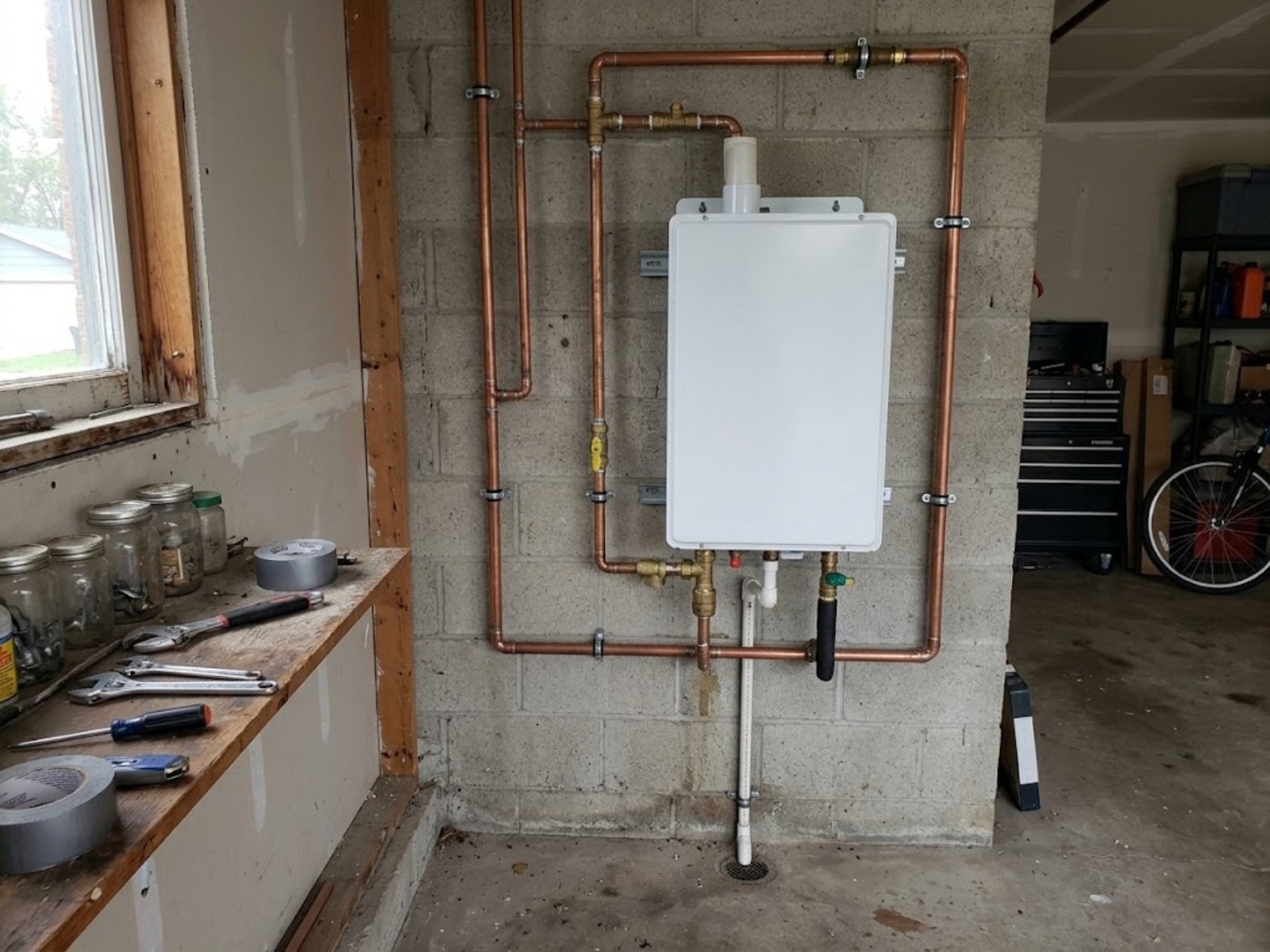 Newly installed water heater